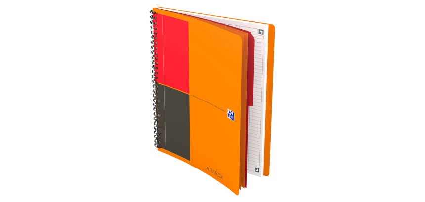 Cahier spirale Oxford International Activebook B5 17,6 x 25 cm - perforé 4 trous - blanc ligné - 160 pages
