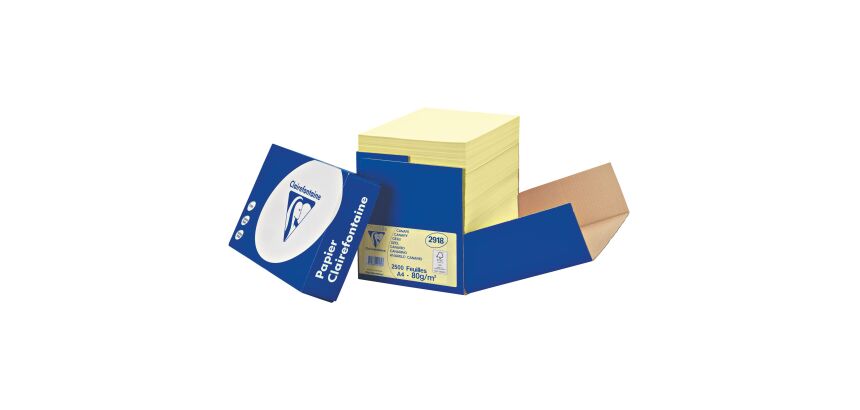 Papier couleur A4 80 g Clairefontaine Trophée couleurs pastel - Boîte de 2500 feuilles