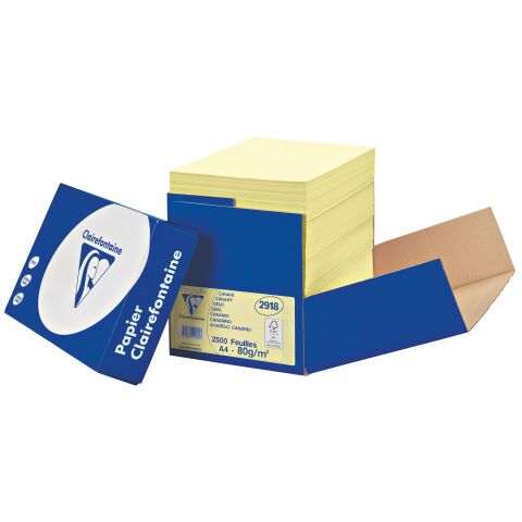 Papel de colores A4 80 g Clairefontaine Trophée amarillo - Caja de 2500 hojas