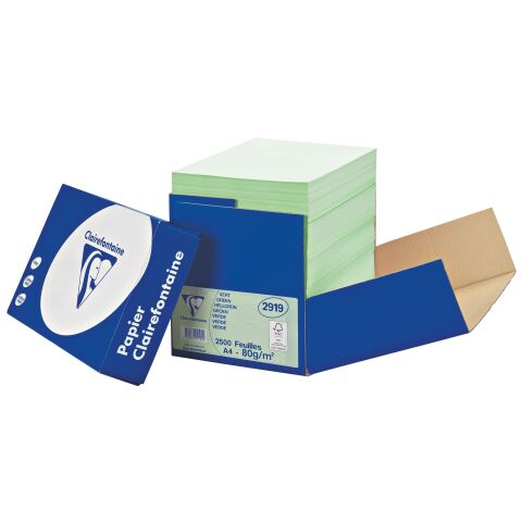 Papel de colores A4 80 g Clairefontaine Trophée verde - Caja de 2500 hojas