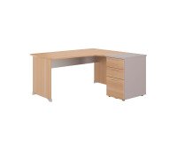 Set scrivania compact 160 cm  a sinistra ontano + cassettiera 3 cassetti Quarta Plus