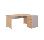 Bureau d'angle L 160 x P 150 cm avec retour sur caisson hauteur de bureau 3 tiroirs Quarta Plus