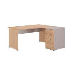 Set scrivania compact 160 cm  a sinistra ontano + cassettiera 3 cassetti Quarta Plus