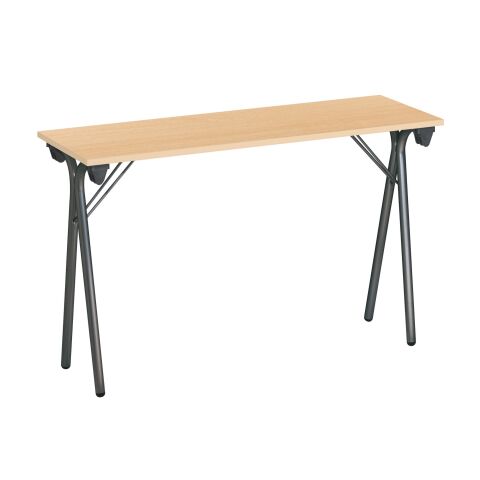 Mesa plegable 120 x 40 cm. Tablero haya, patas negras