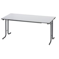 Table rectangulaire pliante plateau gris clair L 160 x P 70 cm - Classique - piétement noir