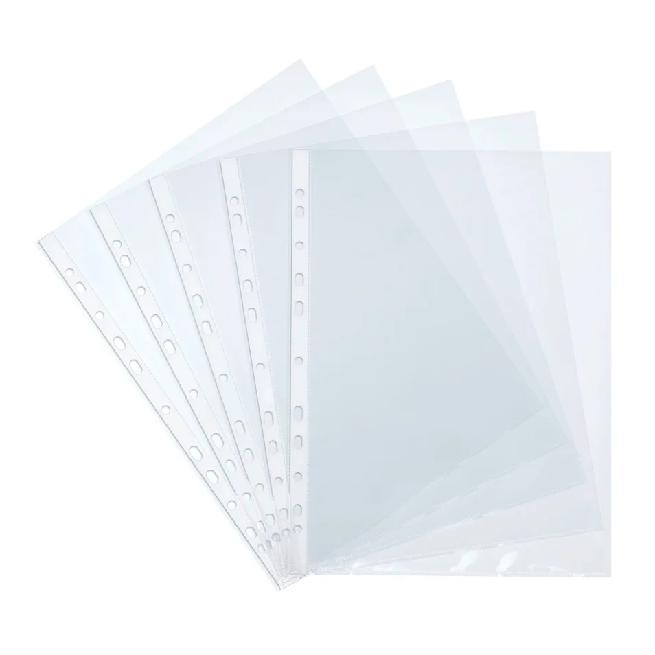 Pochettes transparentes perforées A4 polypropylène grainé 4/100e