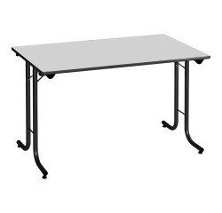 Mesa de reunión plegable rectangular clásica An 120 x Fon 70 cm gris patas negras