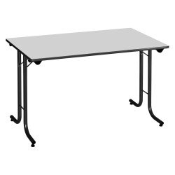 Table rectangulaire pliante plateau gris clair L 120 x P 70 cm - Classique - piétement noir