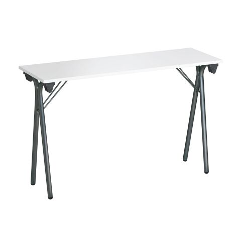 Mesa plegable 120 x 40 cm. Tablero gris, patas negras