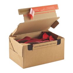 <strong>ColomPac® cardboard postal box with instant assembly and adhesive "return" closure L 28.2 x W 19.1 x H 14 cm</strong>