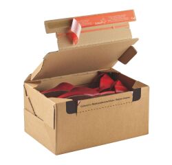 ColomPac® cardboard postal box with instant assembly and adhesive "return" closure L 28.2 x W 19.1 x H 14 cm