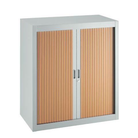 Armario de oficina metálico desmontable Budget Alt. 100 x An. 90 cm Gris Puerta persiana Haya