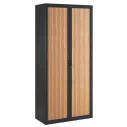 Armario de oficina metálico desmontable Budget Alt. 195 x An. 90 cm Negro Puerta persiana Haya