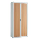 Armario de oficina metálico desmontable Budget Alt. 195 x An. 90 cm Gris Puerta persiana Haya 