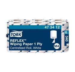 Bobine d'essuyage à dévidage central Tork M4 Reflex Maxi blanche - Carton de 6