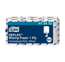 Bobine d'essuyage à dévidage central Tork M4 Reflex Maxi blanche - Carton de 6