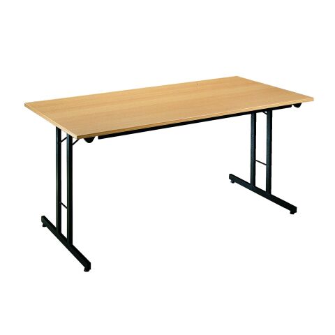 Mesa plegable 160 x 80 cm. Tablero haya patas negras