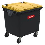 Conteneur à déchets 4 roues 1000 litres extérieur gris-jaune