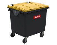 Conteneur à déchets 4 roues 1000 litres extérieur gris-jaune