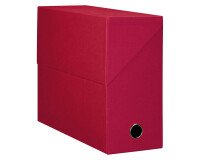 Boîte de classement carton papier grain toile dos 12 cm - rouge