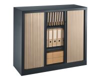 Armoire hauteur comptoir à rideaux monoblocs Eco-conçues 100 x 120 cm corps anthracite