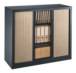Armoire hauteur comptoir à rideaux monoblocs Eco-conçues 100 x 120 cm corps anthracite