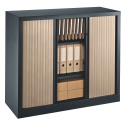 Armoire hauteur comptoir à rideaux monoblocs Eco-conçues 100 x 120 cm corps anthracite