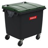 Conteneur à déchets 4 roues 1000 litres extérieur gris-vert