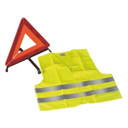 Gilet haute visibilité jaune + triangle de signalisation - Kit