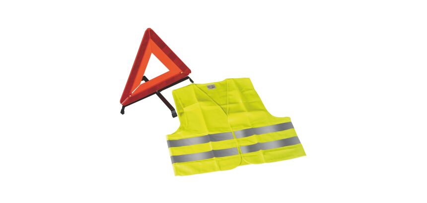 Gilet haute visibilité jaune + triangle de signalisation - Kit