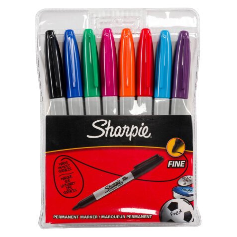 Permanent markers with cap Sharpie conical point fine classic and fun colors - sleeve of 8