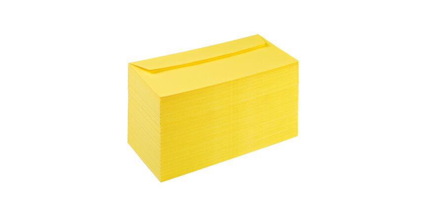 Sobre 110 x 220 mm Pollen Clairefontaine 120 g sin ventana amarillo sol - Caja de 200
