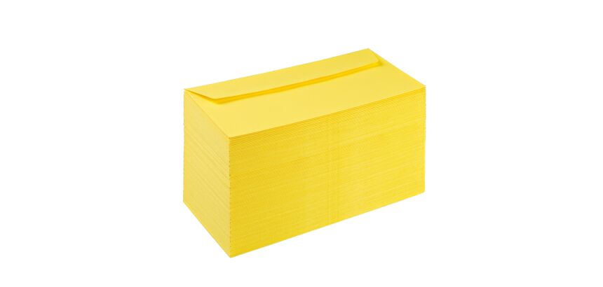 Sobre 110 x 220 mm Pollen Clairefontaine 120 g sin ventana amarillo sol - Caja de 200