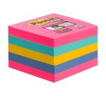 Bloc cube repositionnable assorti Super Sticky Post-it  76 x 76 mm - bloc de 440 feuilles