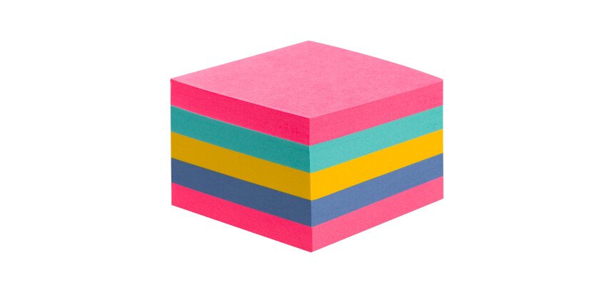 Bloc cube repositionnable assorti Super Sticky Post-it  76 x 76 mm - bloc de 440 feuilles