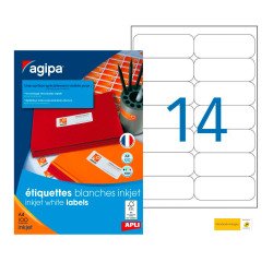 Adresetiketten inkjet 99,1 x 38,1 mm Agipa 119083 wit - doos van 1400 