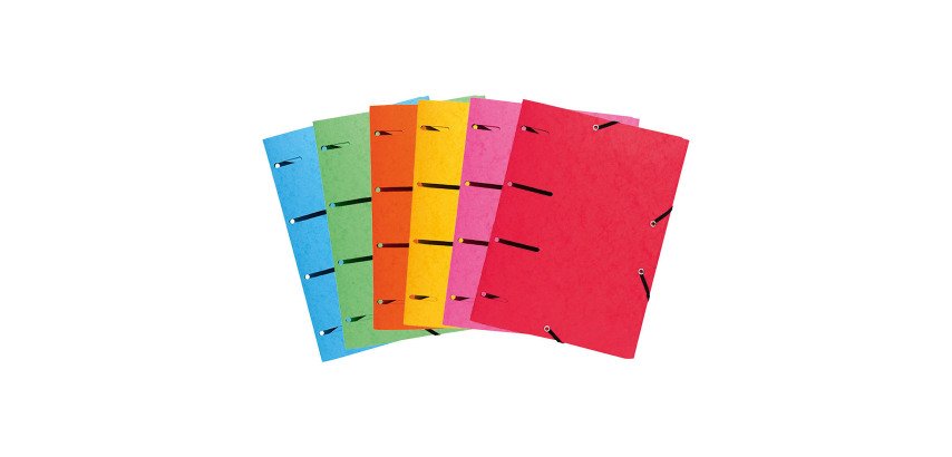 Map met elastieken en 3 kleppen geperforeerd Punchy glanzend karton A4 assortiment 