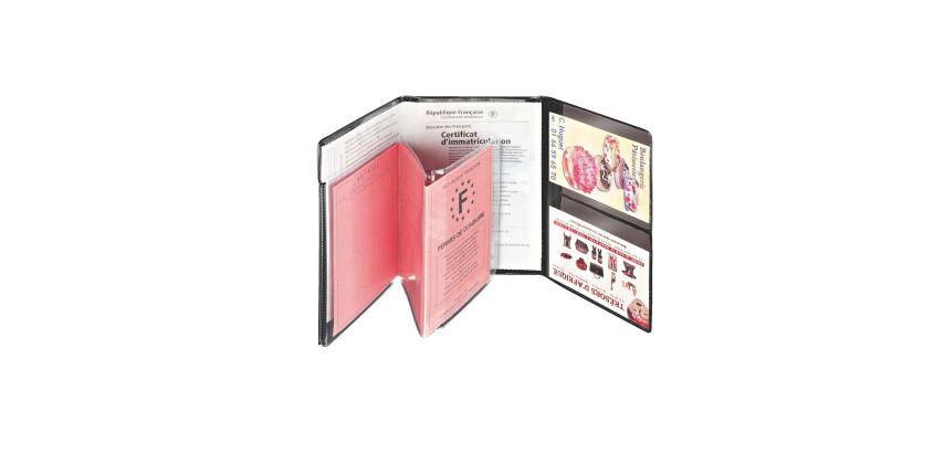 Étui de protection papiers de voiture 3 volets