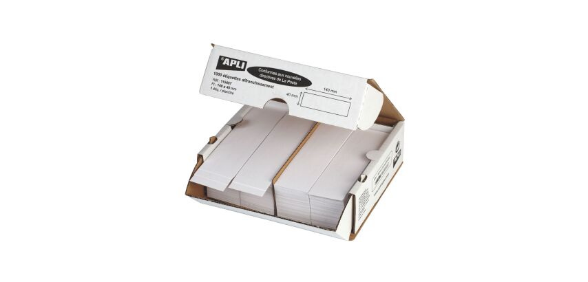 Etiquette affranchissement 1 de front 140 x 40 mm Apli Agipa blanche - Boîte de 1000