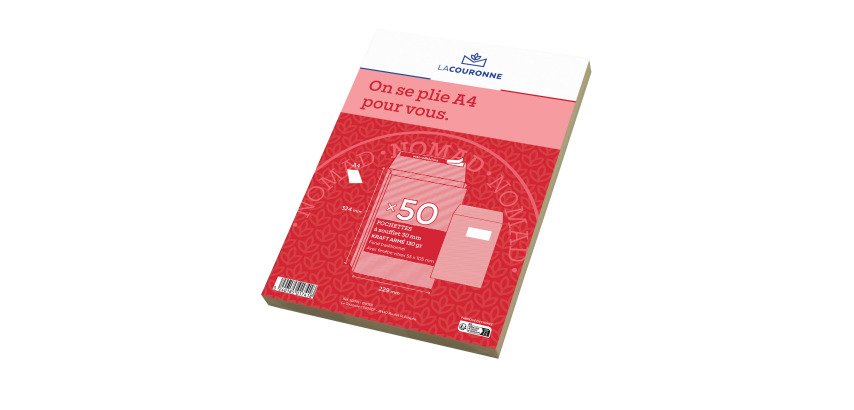 Die Krone - 3 cm selbstklebende Kraftpapier-Tasche 130 g 229 x 324 mit 50 x 105 mm Fenster - Packung mit 50