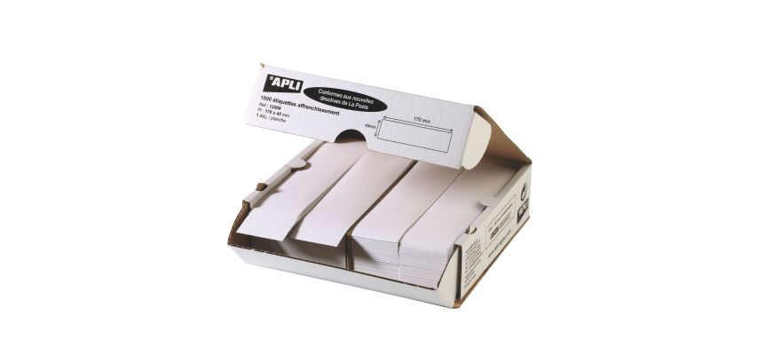 Doos met 1000 frankeeretiketten 1 stuk 170 x 45 mm Apli Agipa wit