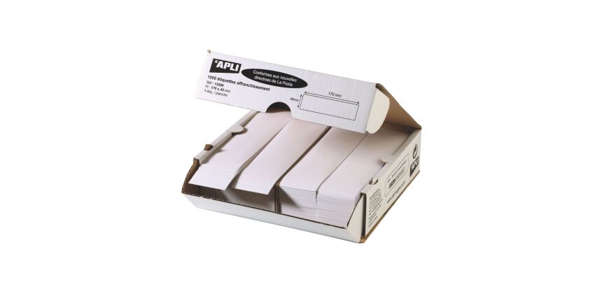 Etiquette affranchissement 1 de front 170 x 45 mm Apli Agipa blanche - Boîte de 1000