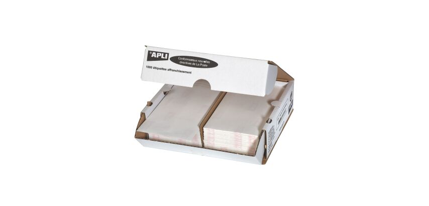 Box of 1000 postage labels 2 pieces 170 x 45 mm Apli Agipa white