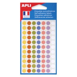 Pack of 385 coloured round labels Agipa 102147 assorted pastel colors, Ø 8 mm