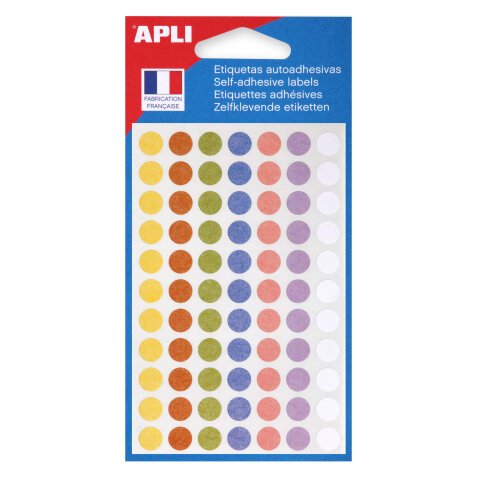 Zakje met 385 gekleurde ronde klevertjes Agipa 102147 geassorteerde pastelkleuren, Ø 8 mm