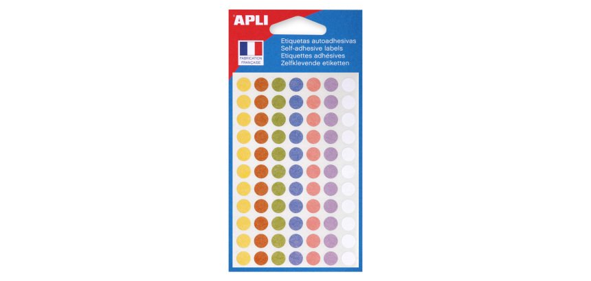 Pastille adhésive Ø 8 mm Agipa couleurs pastel assorties - Boîte de 385