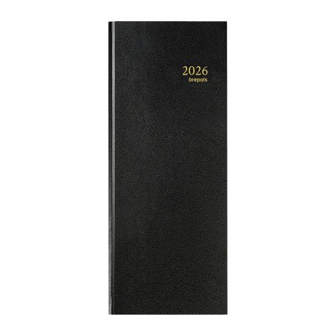 Agenda journalier Brepols Euros / Centimes Banquier1 Long - année 2025 - 14,3 x 33 cm noir