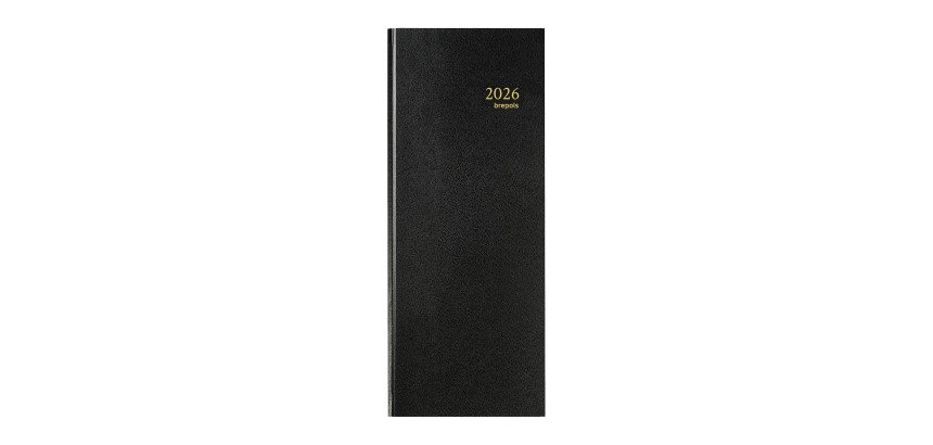 Agenda journalier Brepols Euros / Centimes Banquier1 Long - année 2026 - 14,3 x 33 cm noir
