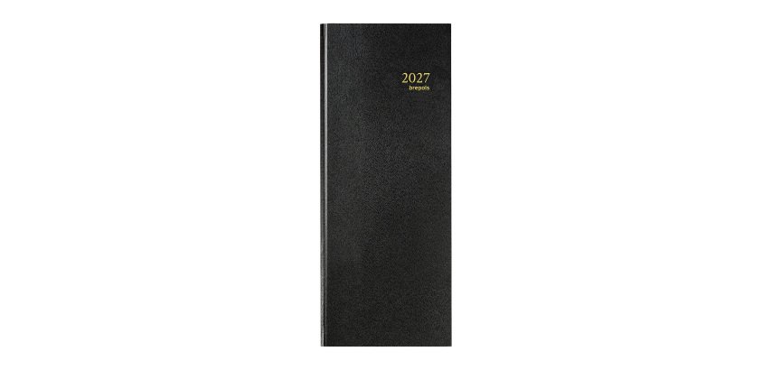 Agenda journalier Brepols Euros / Centimes Banquier1 Long - année 2027 - 14,3 x 33 cm noir