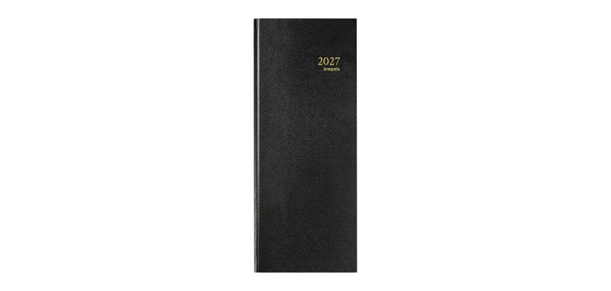 Agenda journalier Brepols Euros / Centimes Banquier Long 2 - année 2027 - 14,3 x 33 cm noir